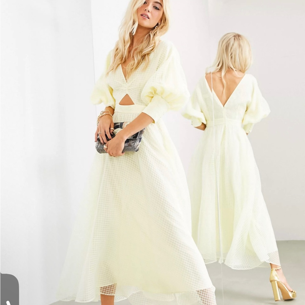ASOS EDITION blouson sleeve midi dress in organza check